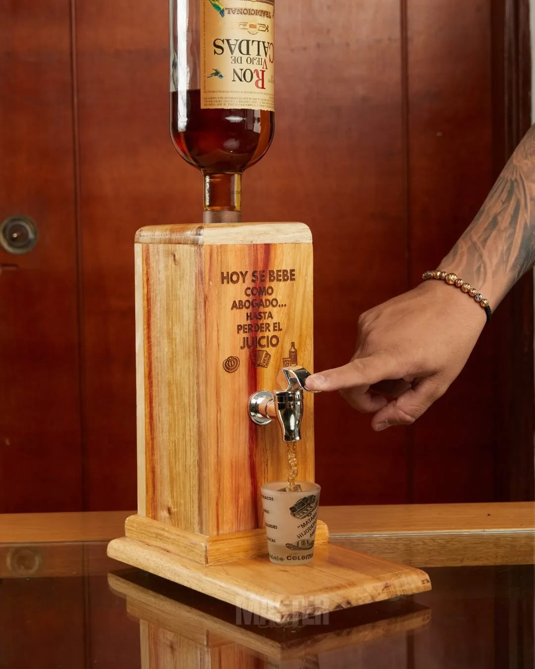 Casa Master® Wooden Liquor Dispenser: Pour with Style.